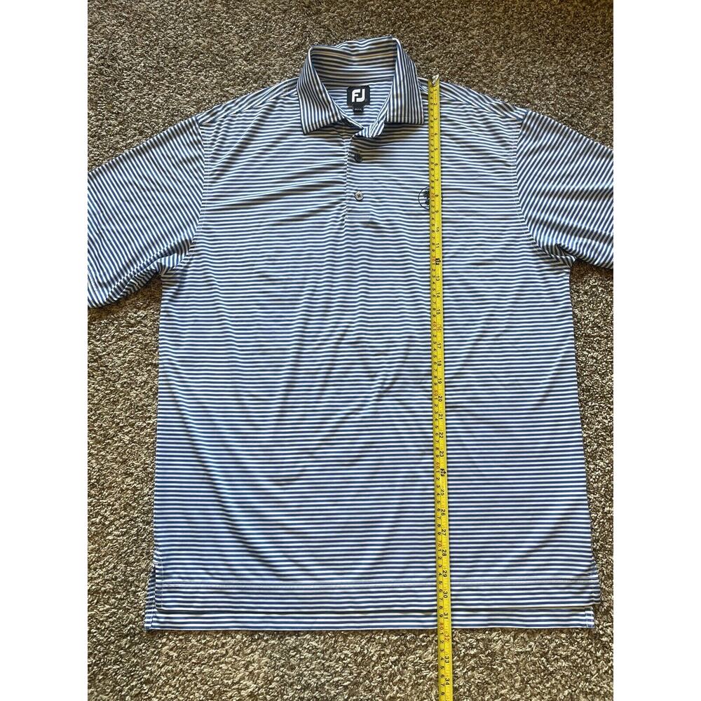 FootJoy FJ Golf Polo Shirt Blue White Stripe Stretch The Plantation Men's Size L - Picture 9 of 10